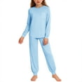 thumbnail image 5 of Fesfesfes Kids Solid Color Long Sleeve Top and Pants Set Casual Comfortable Outfit for Boys Girls Age 5 to 14 Years Soft Everyday Wear Matching 2 Piece Coordinated Clothes(Light Blue,9-10 Years), 5 of 9