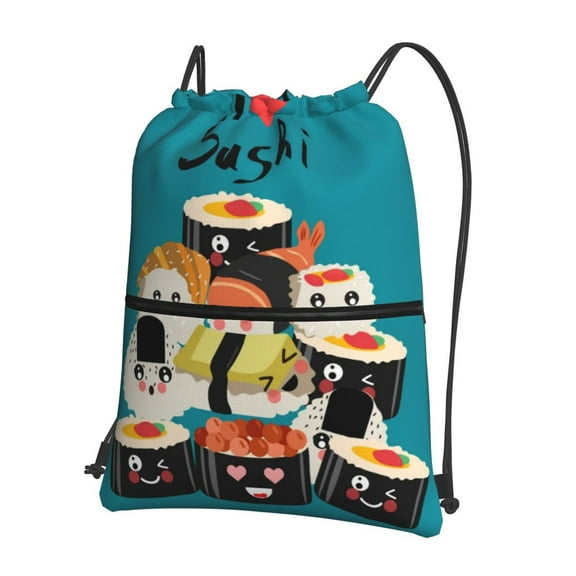 Easygdp I Love Sushi Drawstring Backpack Gym Bag,Sport Gym Sackpack,Gym Sack with Side Pocket for Men Women