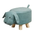 thumbnail image 1 of Reposapiés infantil con forma de animal, taburete para cambiar zapatos, otomano infantil con dibujos animados Perro azul, 1 of 9