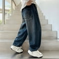 thumbnail image 5 of Big Boys Jeans Stylish Straight Leg Denim Pants Child Relaxed Autumn Streetwear Denim Trousers, 5 of 8