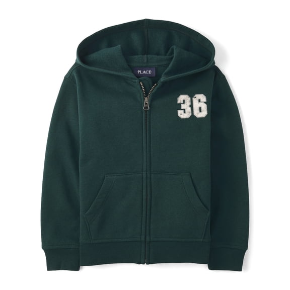 The Children's Place Boys Active Long Sleeve Varsity Premium Fleece Zip Up Hoodie, Sizes XS-XXL