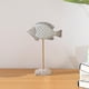 thumbnail image 5 of Escultura de pez de madera sobre soporte, colección de decoración náutica, estante de regalo, estatua de escritorio Blanco, 5 of 6