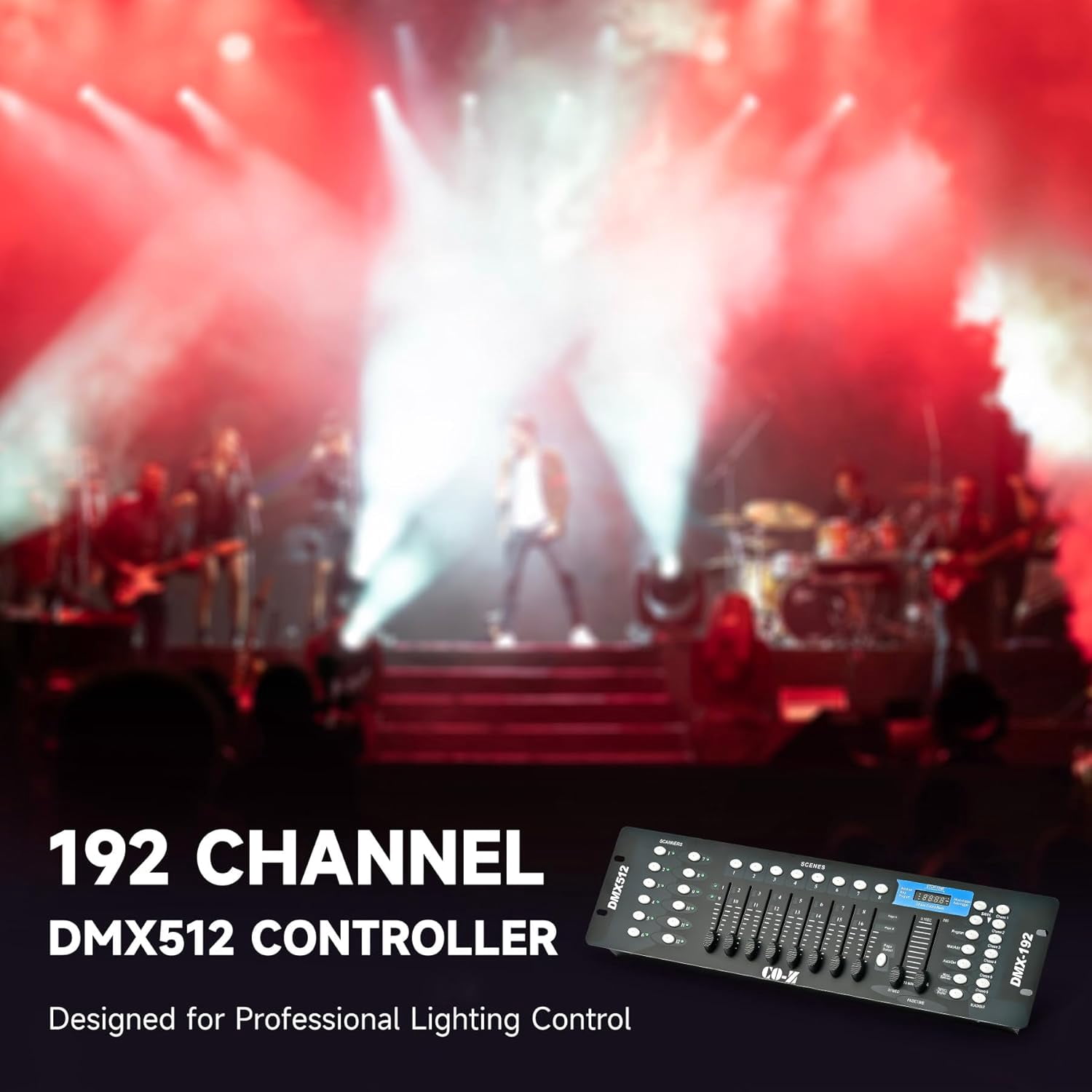 192 DMX 512 Stage DJ Light Controller Lighting Mixer Board Console for Light Shows, Party Disco Pub Night Club DJs KTV Bars and Moving Heads