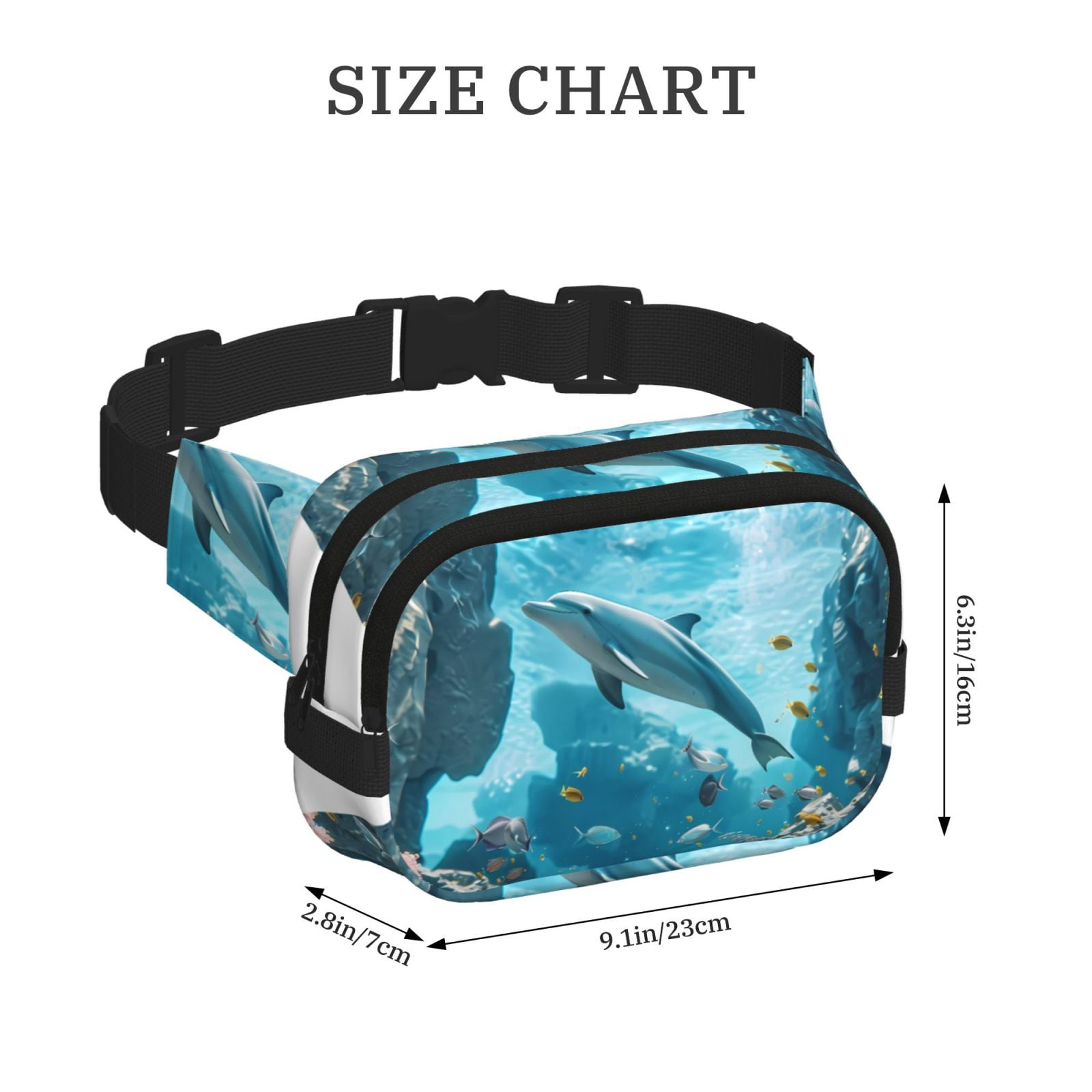 Hirioo Underwater Dolphin Scene for Double Layer Waist Bag Adjustable Fanny Pack For Travel Running Hiking