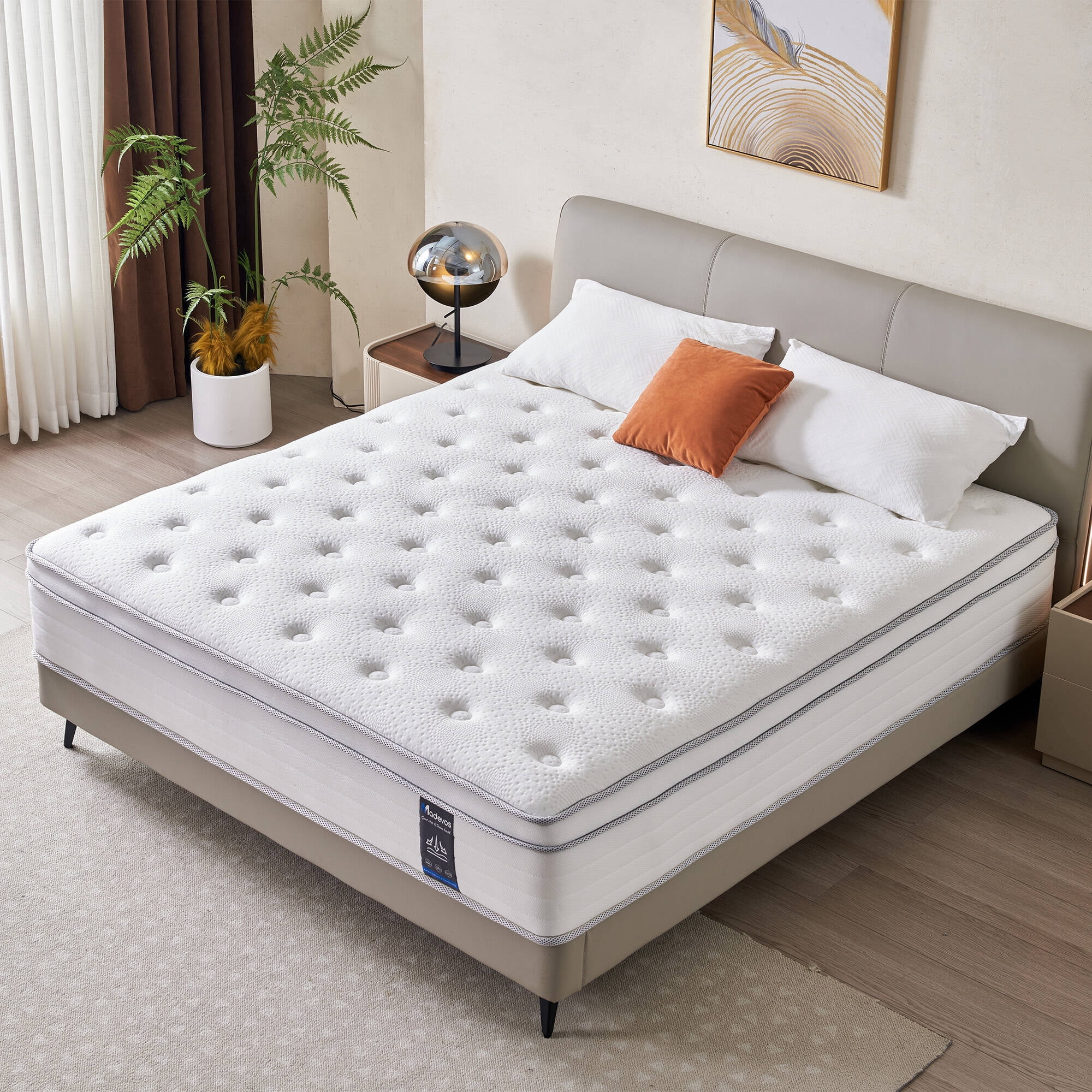 Madevos 10 inch Twin Mattress in a Box,Breathable Memory Foam & Individual Pocket Spring Hybrid Mattress,Medium Support,White