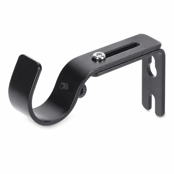 Adjustable Curtain Rod Brackets, Black Metal Wall Mount for 1 inch Rods, 4 pack Curtain Hardware