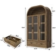 thumbnail image 6 of Blotout 3 Door Arched Kitchen Pantry Storage Cabinet, 73" Tall Farmhouse Wood Pantry Arched Cabinet with Drawer, Glass Door and Load-Bearing Steel Pipe for Dining Room Living Room, 6 of 10