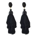 thumbnail image 3 of Moda Lindo Bohemio Cuelga Los Pendientes Chica Flecos Decoración De Negro jinwen Pendientes con borlas de hilo con flecos, 3 of 7