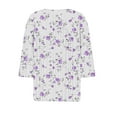 thumbnail image 4 of Cute Sweatshirts for Lady Womens 3/4 Sleeve Floral Tops, Button V Neck T Shirts Blouse Dressy Flowy Tee Trendy Loose Blouse Purple XL, 4 of 5