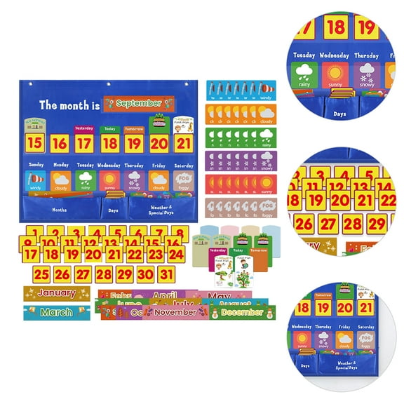 Stri 1 Set Pocket Weekly Calendar Educational Calendar Bag Classroom Calendar