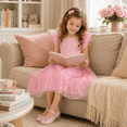 thumbnail image 3 of IPIO Pink Butterfly Dress for Girls, Shimmer Tulle A-Line Outfit with Flutter Sleeves for Birthday Wedding Party, 3 of 6