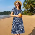thumbnail image 4 of Vsdgher Dragon pour Femmes Été 2025 Robes Midi Décontractées Légères Manches Courtes Col Rond Robe de Plage, 4 of 6