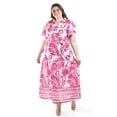 thumbnail image 1 of Vestido largo estampado hojas Roman Fashion /Tallas Extras, 4338 (Fiusha hojas) fucsia 42, 1 of 6