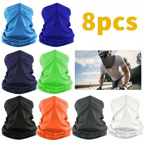 8 Pack Face Cover Mask Neck Gaiter Balaclava Gator, UV Protection Breathable Face Bandanas Neck Cover for Men Women