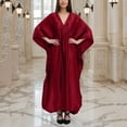 thumbnail image 4 of Women Swimsuit Cover Up V Neck Batwing Sleeve Plus Size Beach Kaftan Dresses Beach Swimwear, 4 of 6