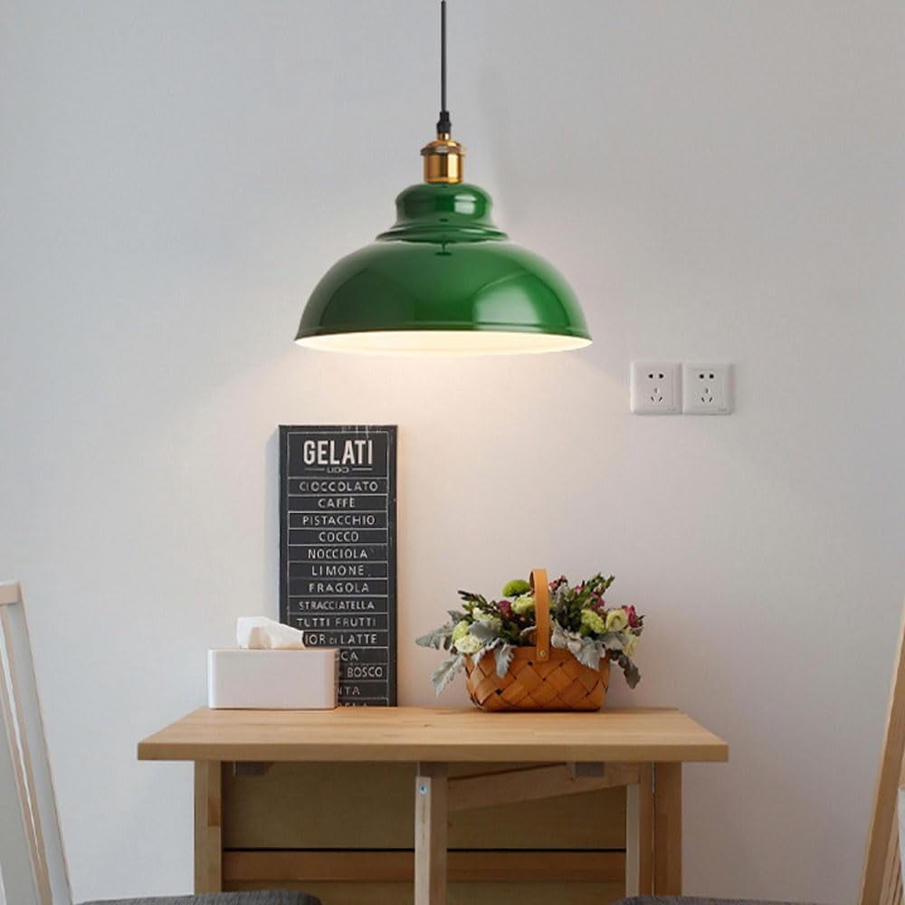 Vintage Green Metal Iron Pendant Lighting for Kitchen Island, Retro Industrial Style Pendant Light Fixture, American Rustic Farmhouse Pendant Lamp, Simple Pendant Light for Shop Over Table