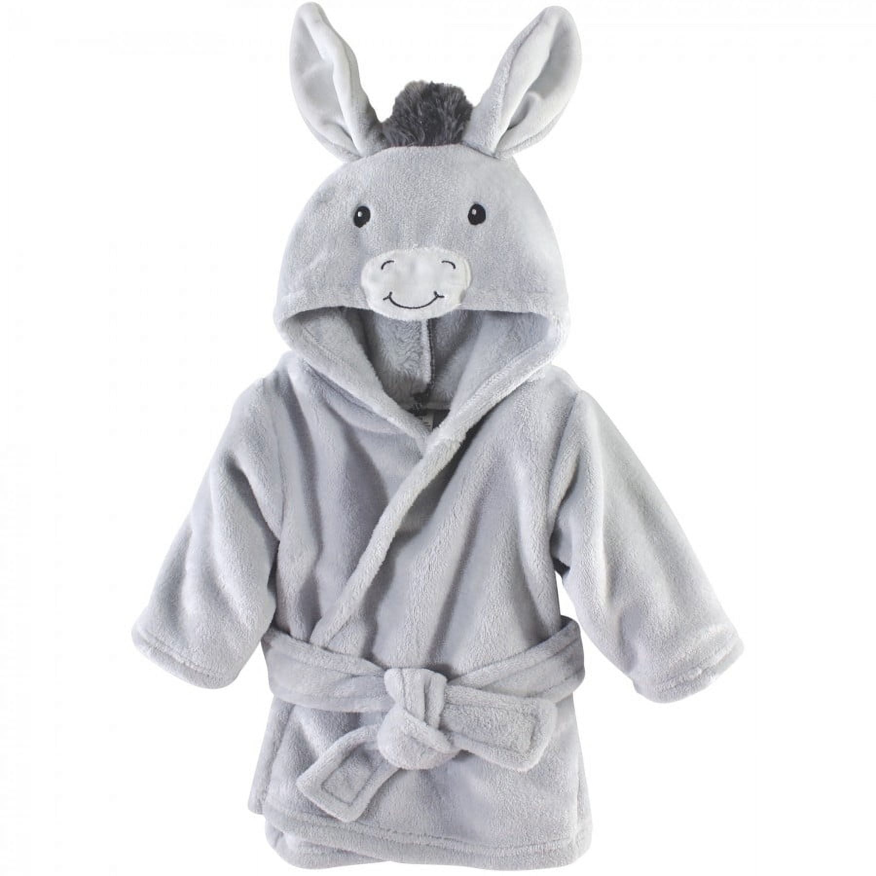 Hudson Baby Infant Boy 2Pc Plush Animal Face Bathrobe, Pirate Elephant Donkey, 0-9 Months