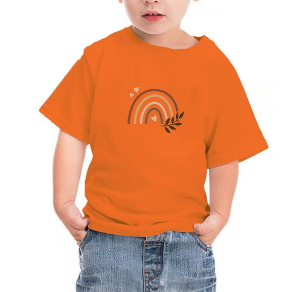 DPTALR Orange Shirt For Kids Unisex Round Neck Cotton Short Sleeve Cotton T-shirt Top