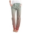 thumbnail image 1 of YDLCAFD Women's Spring And Gradient Color Lace Up Pocket Loose Wide Legged Cropped Casual Pants (2), 1 of 4