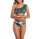 thumbnail image 3 of Traje de baño para mujer Estampado de moda Un hombro Volantes Poliéster Transpirable Slim Fit Trajes de baño divididos para actividades acuáticas Verde M, 3 of 7