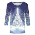 thumbnail image 6 of Weiqiqre Winter Clothing for Women 3/4 Length Sleeve Crew Neck Blouses Dressy Casual Summer T Shirts Loose Fit Chirstmas Clothes, 6 of 6