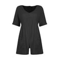thumbnail image 6 of Black Faux Gauze Linen Overalls Shortalls for Juniors Summer Fall Loose Fit Casual Pleated Straight Leg Basic Jumpsuits Shortalls Shorts Catsuit Women 2025 Clothing XXL, 6 of 8