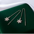 thumbnail image 5 of 925 Sterling Silver Christmas Snowflake Earrings Dangle Chain for Women Teens Snowflake Dangle Earrings Long Threader Earrings, 5 of 11