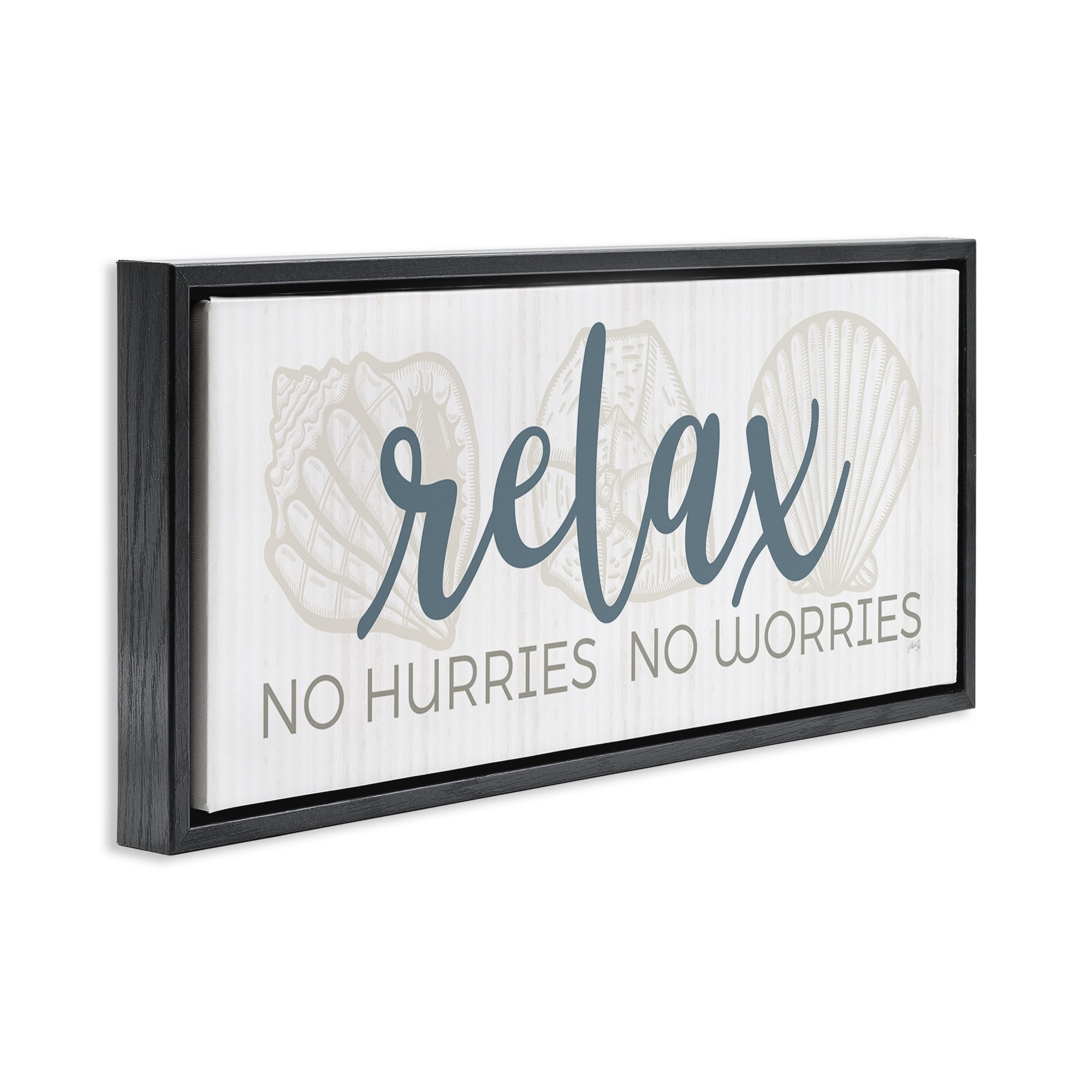 Stupell Industries No Hurries or Worries Text & Numbers Painting Black Floater Framed Canvas Art Print Wall Art, 25 x 11
