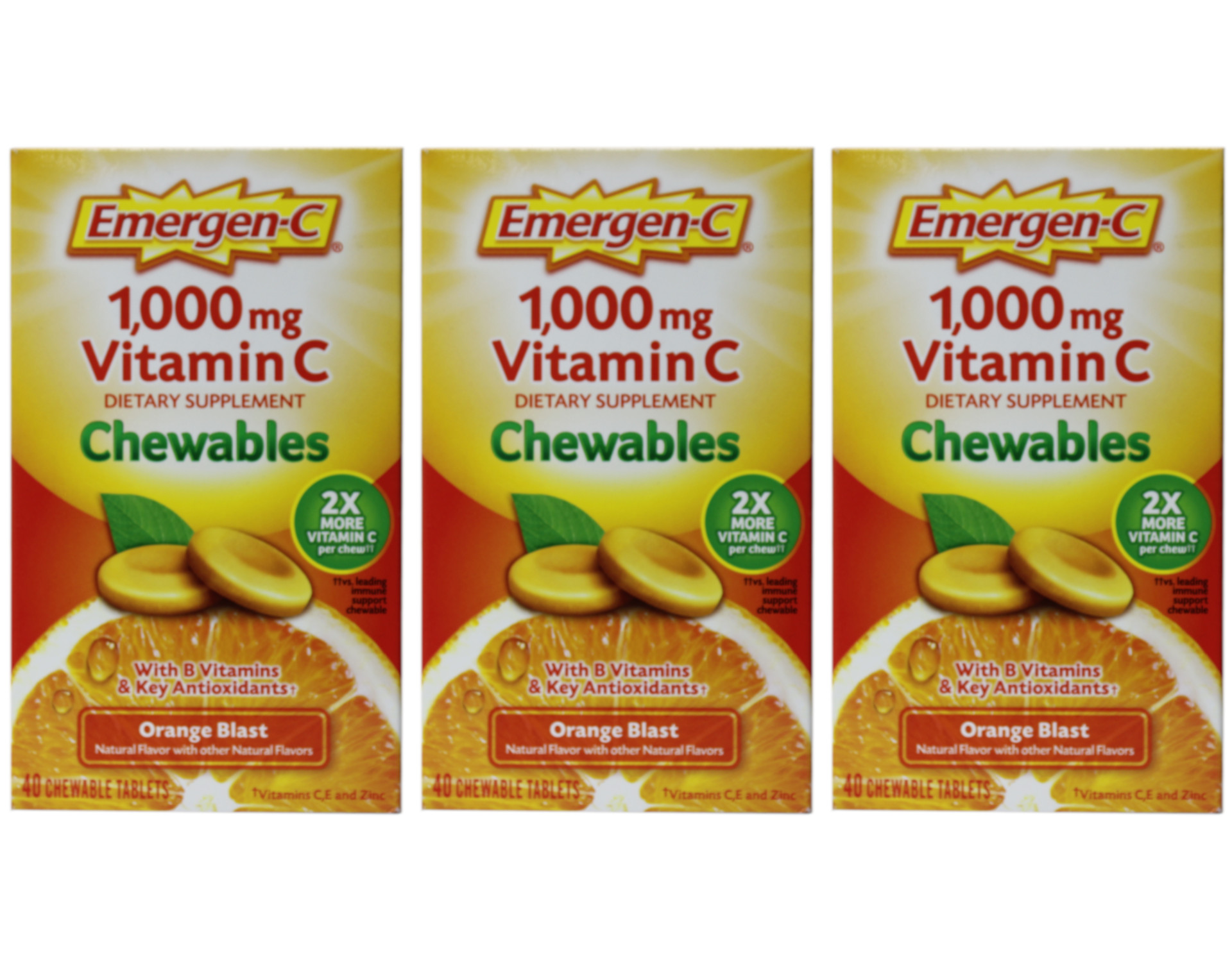 EmergenC 1,000 mg Vitamin C Dietary Supplement Orange Blast Chewables
