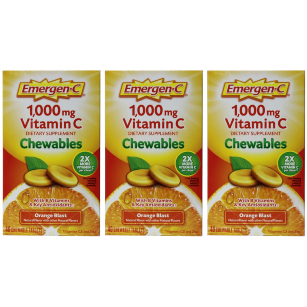 EmergenC 1,000 mg Vitamin C Dietary Supplement Orange Blast Chewables