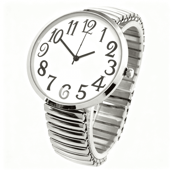 DESIGNICE Silver Super Large Face Easy to Read Stretch Band Expansion Watch NIB Women Men Analog Quartz Fashion Gift Jewelry Accessory