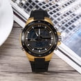 thumbnail image 3 of Reloj de pulsera analógico y digital para hombre, con luz de fondo, doble horario, redondo, deportivo, dorado y negro, 3 of 9