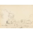 thumbnail image 2 of Jacques-Raymond Brascassat 14x11 Black Ornate Wood Framed Double Matted Museum Art Print Titled: River with Rocks and Fishermen, 2 of 5