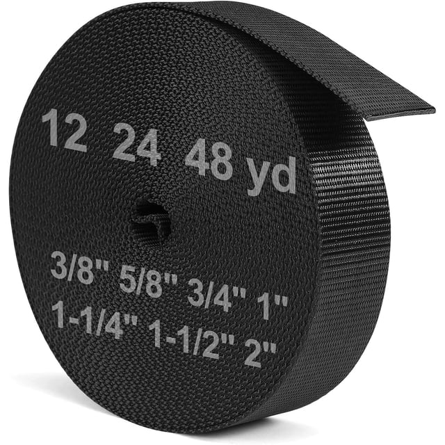 Sangle, sangle en Polyester Haute Résistance, Sangle Robuste pour Réparation d'Équipement de Bricolage Extérieur, Noir Blanc