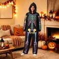 thumbnail image 5 of Halloween Onesie Adult Bone Skeleton Long Sleeve Hooded Pajamas for Women Men Soft Plush One Piece Jumpsuits Loungewear Romper Unisex Outfit Fall Winter, 5 of 6