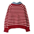 thumbnail image 5 of Karight Womens Striped Cable Knit Sweater Fall Long Sleeve Crew Neck Pullover Tops Winter Fashion Clothes Winter Outfits, 5 of 8