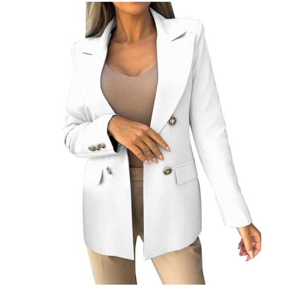 IROINID Women's Blazer Jacket Long Sleeve Solid Color Peak Lapel Outwear, Leisure Business Attire Cardigan Elegant Jacket