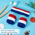 thumbnail image 4 of 3Pcs Rainbow Striped Sports Headband Wristband Set Sports Competitions Sweatbands Breathable Terry Cloth Athletic Bands Wicking Sweat Absorbing Head Wrist Band, 4 of 9