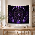 thumbnail image 5 of Purple Crystals & Zodiac Wheel Against Nebula Background, Mystical Celestial for Space Lovers, Witchy Wall Art, Halloween Gift Tapestry Wall Hanging for Bedroom and Living Room, 5 of 7