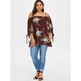 thumbnail image 4 of Rosegal For Women Plus Size Floral Cold Shoulder Blouse Apricot 3XL, 4 of 4