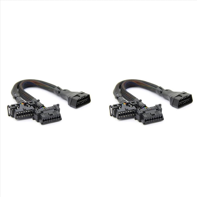 2X 2 IN 1 OBD2 Extension Cable OBDII Male to 2 Female Splitter Car Computer Connection Conversion Plug Socket 30CM,2 x OBD2 Extension Cable,Black