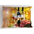 thumbnail image 1 of Wine Pillow Sham Tasty Wine on Wooden Barrel on Grape Plantation Countryside Harvest Rural Growth, Decorative Standard Queen Size Printed Pillowcase, 30 X 20 Inches, Orange Red Black, by Ambesonne, 1 of 2