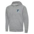 thumbnail image 2 of Men's Antigua Heather Gray St. Louis Blues Victory Full-Zip Hoodie, 2 of 3
