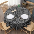 thumbnail image 3 of Black Paisley Pattern Round Tablecloth 60"x60",Wrinkle Wipeable Table Cloth for Kitchen Dining Room Picnic Patio Party, 3 of 6