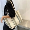 thumbnail image 5 of MMYGU Casual Canvas Totes Bags For Women Shoulder Bag Women's Big Capacity Striped Handbag Designer Tote Shopper Bag, 5 of 6