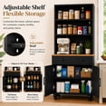 thumbnail image 3 of SESSLIFE Pantry Cabinet, 63" H Kitchen Pantry Storage Cabinet with 3 Open Shelves, Drawer & Adjustable Bottom Storage, Wood Kitchen Pantry Cabinet for Dining Room Living Room, Black, 3 of 9