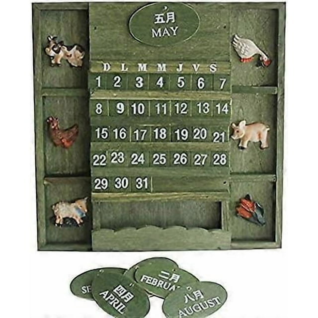 Reusable Yearly Perpetual Calendar, Decorative Office Item With Easy Date Change, Compact Size, Natural Wood Material, Thoughtful Gift Idea_Perfect Gift