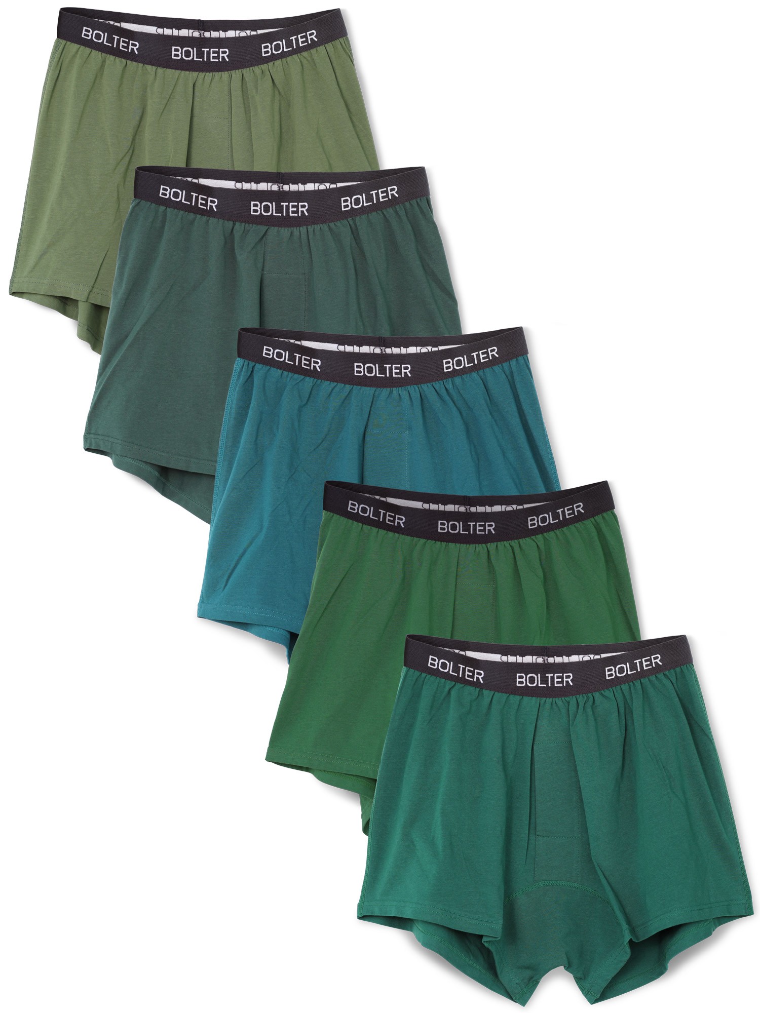 Bolter Men's 5-Pack Cotton Stretch Boxers Shorts (XXX-Large, Greens) - image 1 of 11