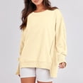 thumbnail image 3 of Sudadera informal para mujer, traje informal básico con cuello redondo y ajuste holgado Ygjytge Amarillo T XL para Mujer, 3 of 6