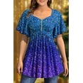 thumbnail image 5 of RWJDXD WUJS Chemises Décontractées pour Femmes Grande Taille à Imprimé Floral en Chiffon à Volants Manches Courtes Ourlet Asymétrique en Couches Col Rond Haut Quotidien pour Navetteur, 5 of 5